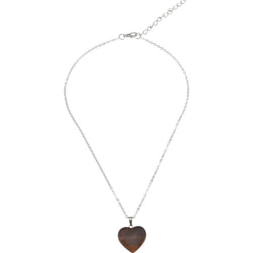 Resin Heart Pendant Necklace for Women Silver Color Clavicle Chain Short Necklaces Female 2021 Fashion Jewelry Simple New