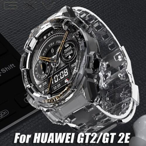 Glacier Translucent Case for HUAWEI Watch GT2 46mm Full Cover Anti- Knock Anti-Scratch Case Resin Strap for GT 2E Honor Magic 2