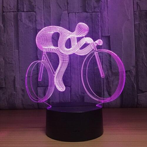 Holiday Gifts 3D LED Table Lamp LED 3D Bicycle Shape Lamp 7 Colors USB Deco Lights Riding Sports Light Drop Shipping