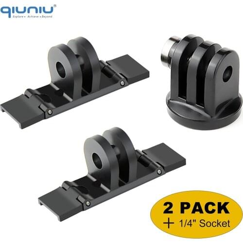 QIUNIU 2pcs Aluminum Alloy Rail Guide Adapter Mount Bracket + 1/4 Tripod Adapter Mount for GoPro Fusion Camera Go Pro Accessory