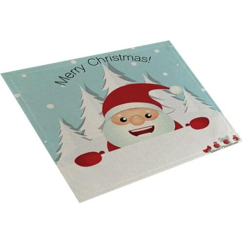 ChristmasImitation hemp placemat Washable Placemats for Dining Table Mat Non-slip Placemat Accessories Cup Coaster Wine Pad