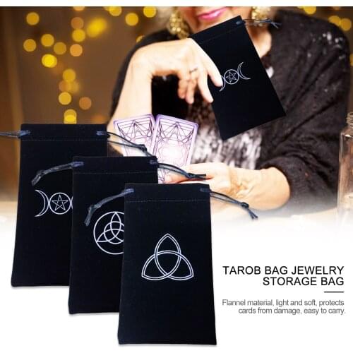 Flocking Tarot Card Storage Bag Runes Witchcraft Supplies Toy Jewelry Mini Drawstring Bags Family Board Games Witch Tarot Deck
