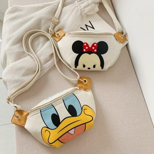Disney lady girl messenger bag Minnie children cartoon shoulder bag Donald Duck Chest bag boy cute Belt bag