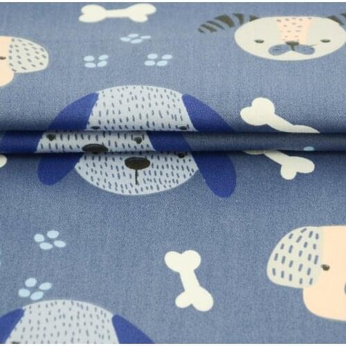 Booksew Telas Patchwork Algodon Sewing Tissue Material 100% Cotton Twill Quilting Fabric Navy Anime dogs Textile Tissus Au Metre