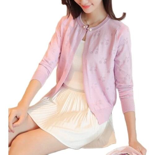 2020 Spring autumn sweater cardigan dress sunscreen shawl thin coat a long sleeved sweater sweater girl summer air conditioning