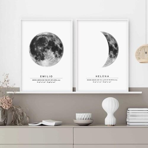 WTQ Customize Moon Phase Moon By Date Canvas Painting Poster Print Wedding Keepsake Gift Wall Art Picture Kids Room Home Decor