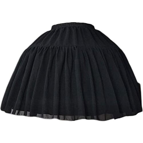 Women Girls Crinoline Petticoat 2 Hoops Skirt Chiffon Ball Gown Short Half Slip Underskirt for Lolita Cosplay