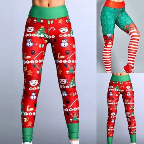 Women Fashion Printing Christmas leggins Push Up Gym High Waist Leggings Female Pants Casual Elasticity Trouser Festival costume