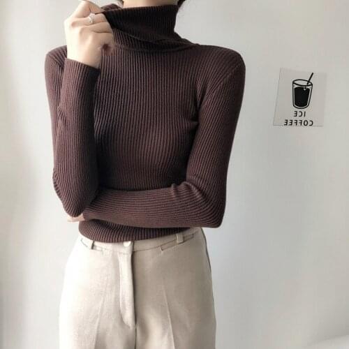 Stretch Women Sweaters Turtleneck Pullovers soft Primer Shirt Long Sleeve Korean Slim-fit Tight Sweater 2020 Autumn Winter Solid