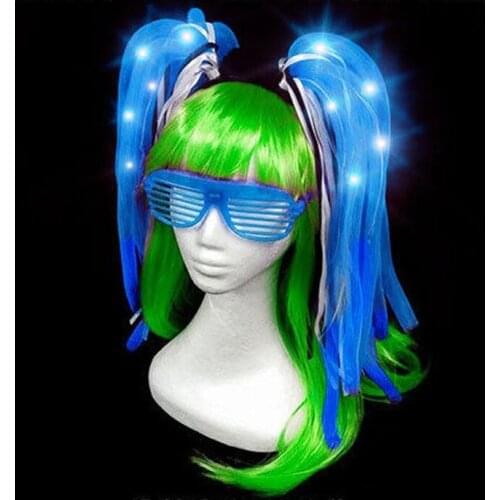 Light Up Braids Crown Hair Band Flashing Pipe Headbands Women Girls Rave Glow Birthday Costume Led Party Hair Extension