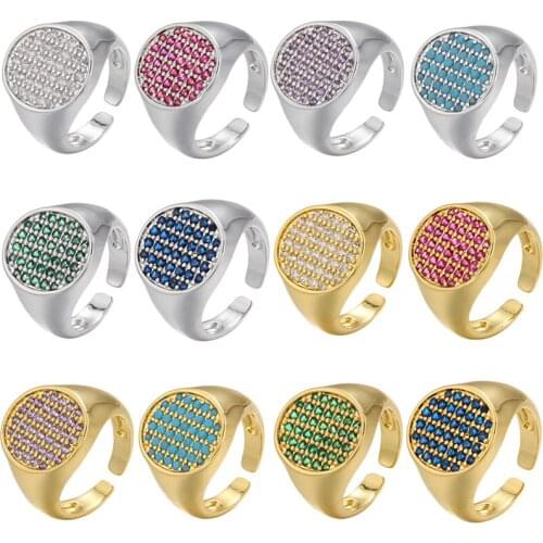 ZHUKOU gold silver color candy women rings CZ crystal opening engagement chunky rings for girls fashion jewelry wholesale VJ196