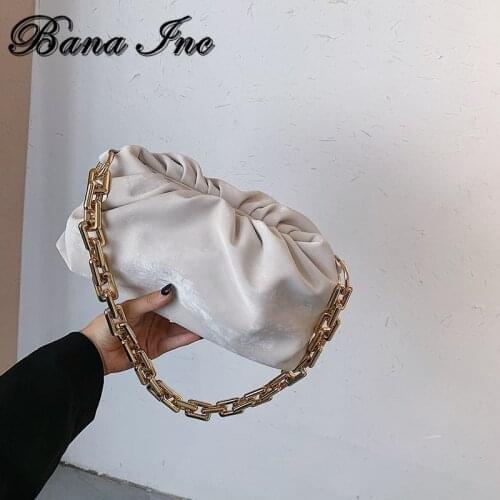 Gold Chain Velvet Cloud Bag For Women 2021 Winter Armpit Bag Bolsas Bag Lady Shoulder Handbags Female Travel Hand Bag