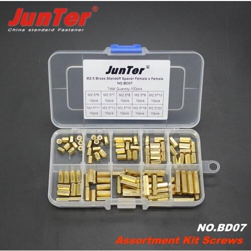 100pcs M2.5 (2.5mm) Female x Female Brass Standoff Spacer Assortment Kit NO.BD07