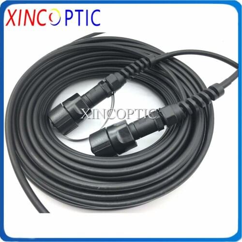 12F 100M IP67 Waterproof SM G657A ODVA-MPOAPC Female Male 12Cores Outdoor Armored Black Fiber Optical Patch Cord Jumper Cable