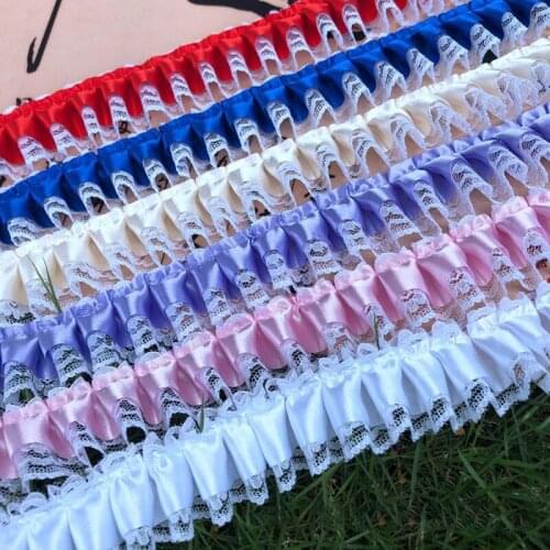 2 meters Satin Cloth Lace Wrinkle Ribbon DIY Toy Doll Dress Trim Curtain Clothing Decoration Accessories