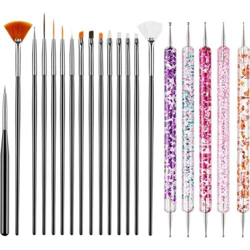 5/6/10/15/20Pcs Manicure Brushes Nails Dotting Pen Acrylic Nail Painting Liner Brushes Design Nail Art UV Gel Decoration Tools