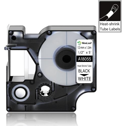 6/9/12/18/24mm Industrial Black Print on White / Yellow 18051 18052 18053 18054 18055 18056 Heat Shrink Tube For Dymo RHINO 6000