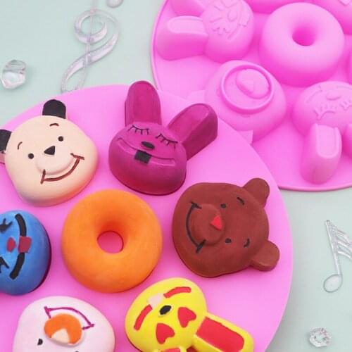 7 Even Cartoon Animal Bear Rabbit Donut Cake Silicone Mold DIY Baking Ice Cream Chocolate Mold Food Grade