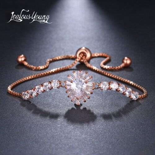 Marquise Water Drop Zirconia Indian Chain Link Bracelet For Women Rose Gold Color Crystal Charm Bracelets Jewelry Accessories