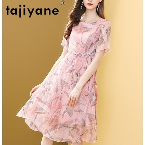 Desses Quality High for Women 100% Genuine Silk Long Dress Floral Woman Cloth Real Silk Womens Dresses Robes TN2626