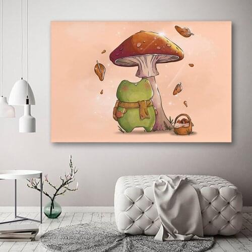 Friendly Frog Art Print Retro Cartoon Poster Abstract Funny Prints Modern Canvas Painting Childrens Room Nordic Home Decoration