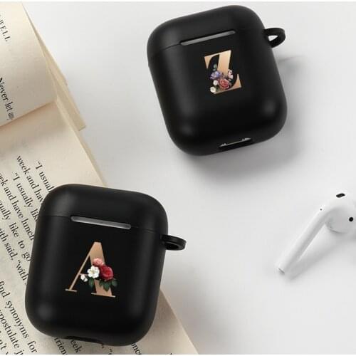 Floral Initial Alphabet Letter Case For Airpods 2 1 Cases Silicone Wirreless Bluetooth Earphone Soft Cover For Air Pods Funda