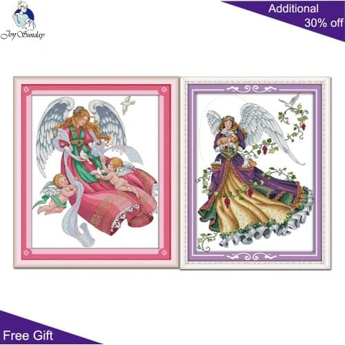Joy Sunday Angel Cross Stitch RA124RA125 14CT 11CT Counted and Stamped Home Decor Angel Needlework Embroidery Cross Stitch kits