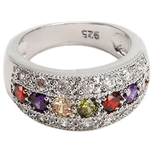 Crystal Engagement Ring Silver Color Zircon Stone Rings For Women Wedding Party Jewelry Gift Size 6 7 8 9 10