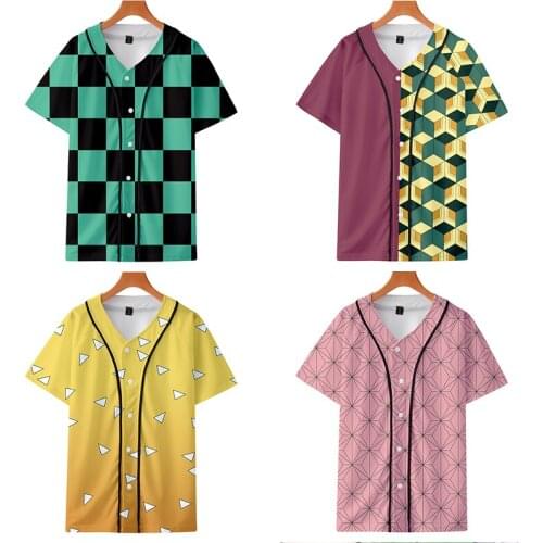 Demon Slayer Kimetsu No Yaiba Tanjiro Kamado Cosplay Costume Printing Short Sleeve Uniform T Shirt