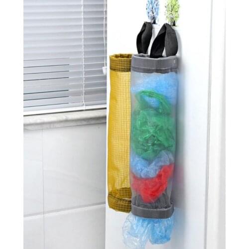 Round Storage Bag Grocery Sundries Bag Holder Wall Mount Storage Dispenser Nylon Kitchen Organizer