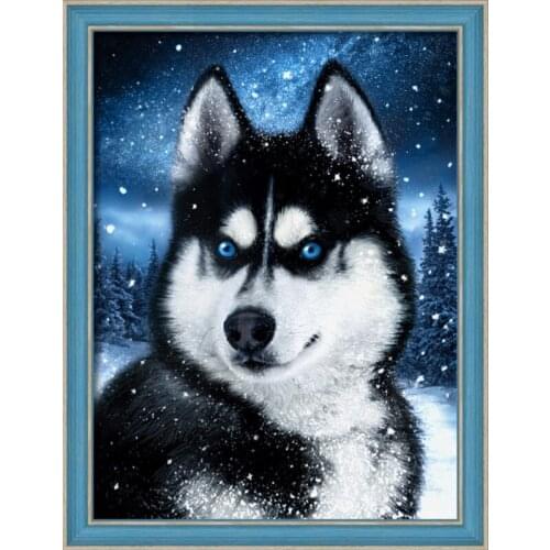 Square/Round Diamond Diamond Embroidered Sled Dog in the Snow Diamond Painting Cross Stitch Rhinestone Mosaic Christmas Decorati