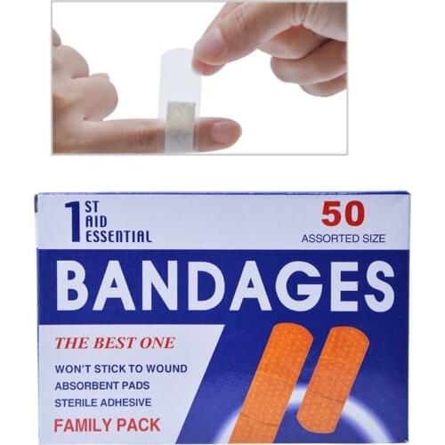 50Pcs/Box Breathable Anti-Bacteria Adhesive Wound Paster Bandage Sticker Medical Healing Band Hemostasis First Aid Kit Supplies