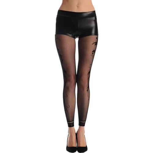 2020 HOTSALE New Arrival Thin Women Sexy Hollow Solid Black Fishnet Floral Opaque Footless LADY Tights Pantyhose