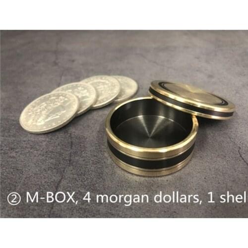 M-BOX by Jimmy Fan (Morgan Size) Coin Magic Tricks Appear Penetrate Magia Magician Close Up Illusion Gimmick Fun Okito Coin Box