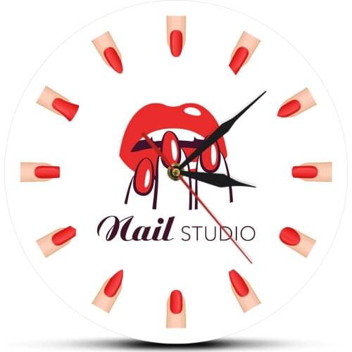 Nail Salon Studio Manicure Nail Types Printed Wall Clock Beauty Salon Different Nail Shapes Wall Art Clock Watch Gift For Her