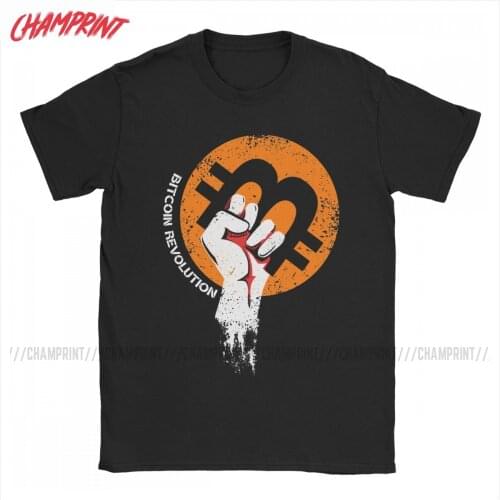Men Cryptocurrency Bitcoin Logo T Shirt Crypto Currency BTC Cotton Tops Novelty Short Sleeve Crewneck Tee Shirt Printed T-Shirt