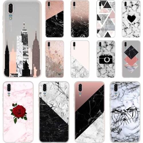 Marble Flowers Phone Case For Huawei P40 P9 P10 P20 P30 Lite Cases Pro P Smart 2019 Cover Soft Cover