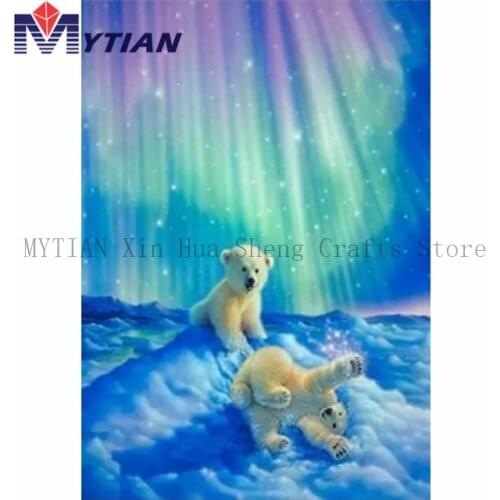 MYTIAN 5D DIY Diamond Painting Beginners Artic Polar Bear Diamond Embroidery Easy and Fast Handmade Crafts Cross Stitch Decor