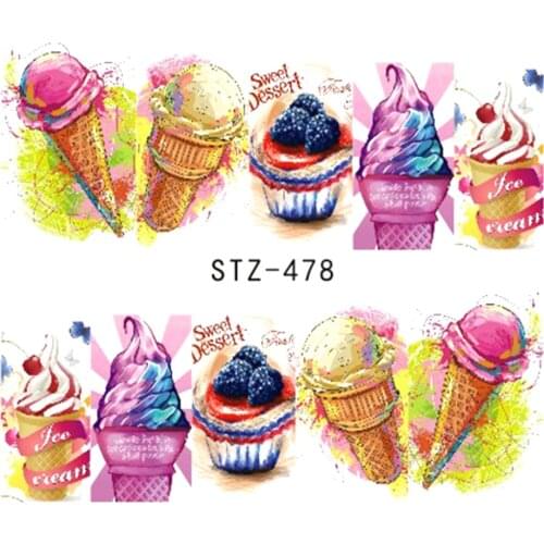 1 Sheet Nail Art Sticker Summer Slider Ice Cream Drink Fruit Sticker For Nail DIY Manicure Decor Tattoo Accessories TRSTZ478-486