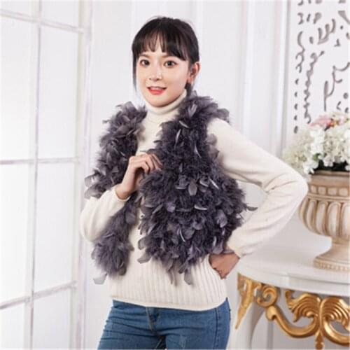 2020 New Turkey Ostrich Feather Vest Winter Womens Quality Fur Coats Knitted Female Jackets Sleeveless Trendy Lady Outerwear