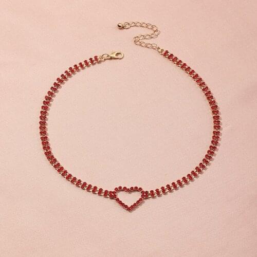 New Best Gifts Harajuku Cool colorful Crystal heart Pendant Necklace Cute elegant Choker Gold chain for Women Girl Party Jewelry