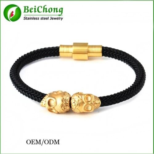 New fashion customize fish line bracelet for man Magnetic Punk NORTHskull man bracelet skull