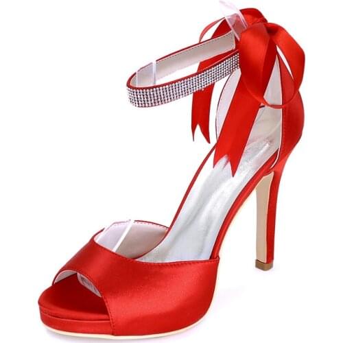 High Heels Platform Satin Wedding Shoes Heeled Peep Toe Prom Evening Formal Party Ladies Dress Pumps