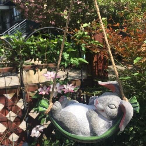 Outdoor Garden Resin Creative Animal Simulation Swing Rabbit Home Yard Frog Crafts Park Landscape Ornaments Decoration Pendant