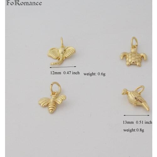 Foromance- FOUR ANIMALS YELLOW GOLD GP 18" WATER WAVE NECKLACE & ELEPHANT TORTOISE HONEY BEE BIRD SMALL CUTE PENDANT