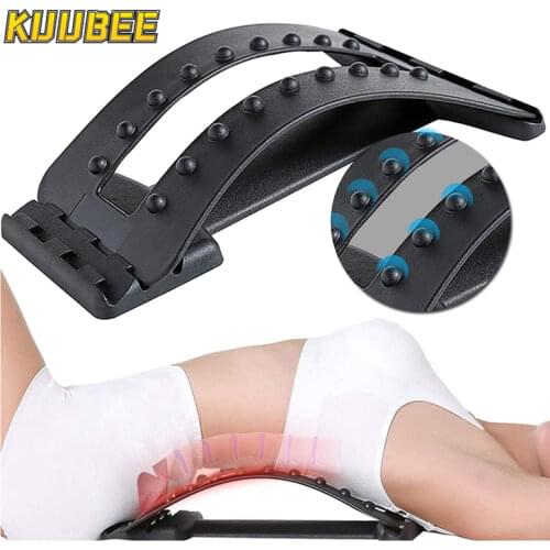 Adjustable Lumbar Traction Back Stretcher-Low Back Pain Device, 3 Level Adjustable Bow Point Massage, Back Chair-Back Stretching