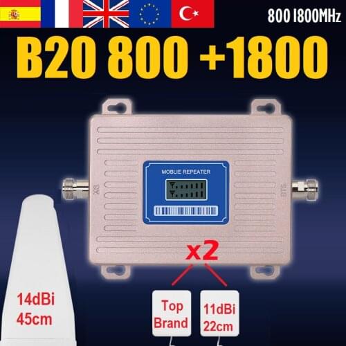 LTE 800 B20 1800 B3 dual Band FULL 4G Cellular Signal Repeater Amplifier Booster Free Return Spain France Italy Russia UK