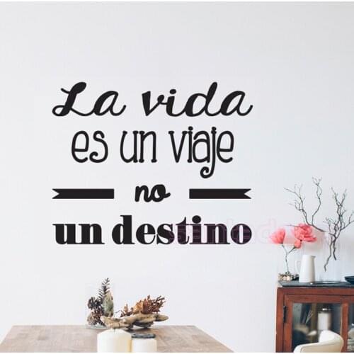 Stickers Life Is A Journey Vinyl Wall Art Decal Spanish Quote Home Decor Mural Poster Living Room House Decoration 47 cm x 58 cm