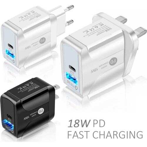 PD3.0 USB Charger 18W 3A Quik Charging 3.0 Mobile Phone Charger For iPhone 12 Samsung Xiaomi Fast Wall EU/US/UK Plug