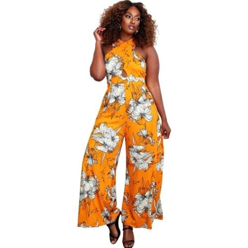 Floral Jumpsuits Women Playsuit Halter Sleeveless Wide Leg Pants Rompers Summer New Fashion Streetwear Female Jumpsuit Overalls